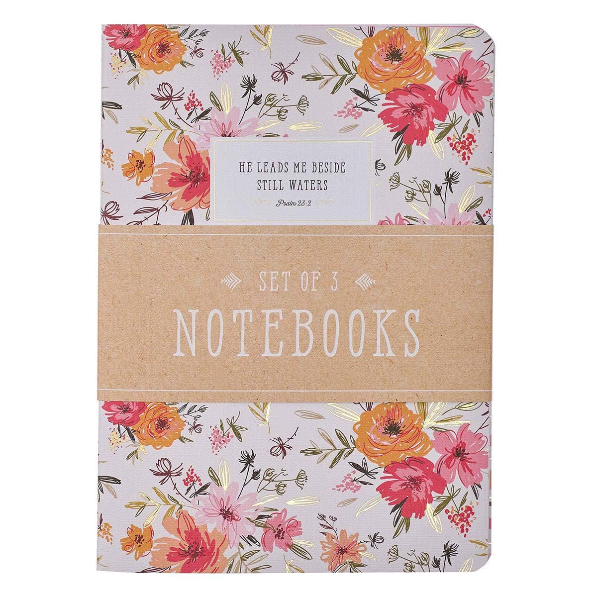 Encouraging Verses Pink Floral Large Notebook Set