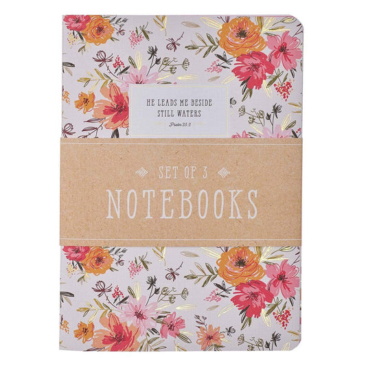 Encouraging Verses Pink Floral Large Notebook Set
